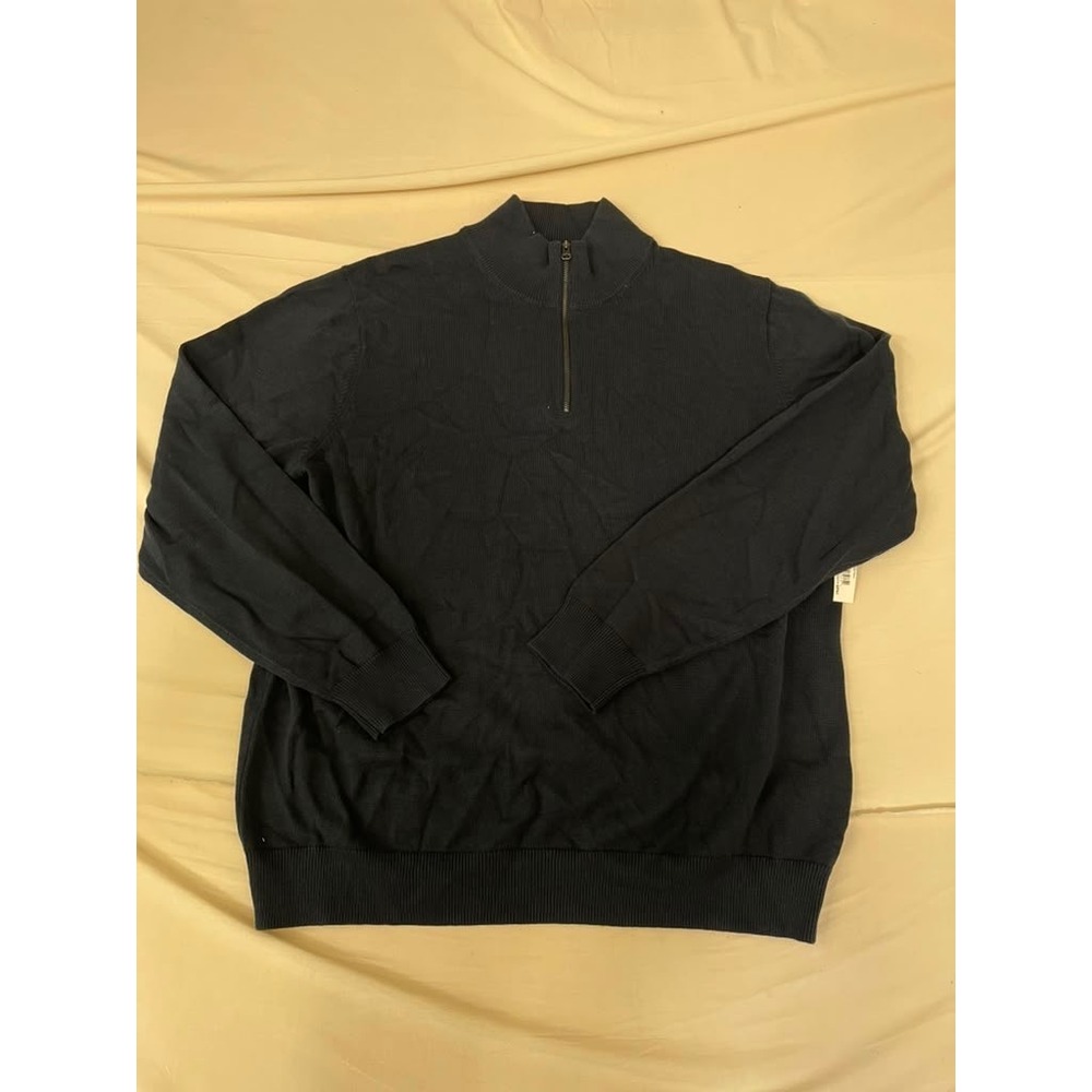 Amazon Essentials Mens Navy Blue Quarter Zip Pullover Sweater XL NWT
